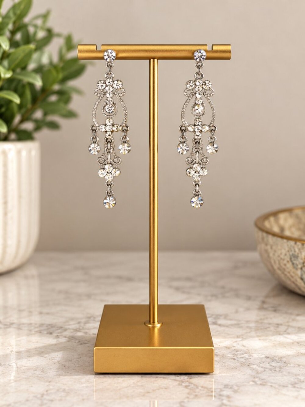 Vintage Crystal Chandelier Earrings – 2.5"